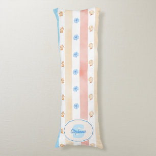 Pastellstreifen - Paw-Prints, blaue Blume, rosa Bo Seitenschläferkissen