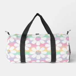 Pastellstreifen und Blume Duffle Bag