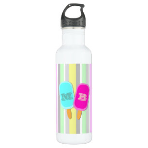 Pastellstreifen und Popsicles Monogramm Edelstahlflasche