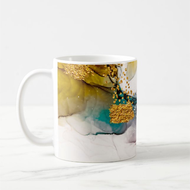 Pastelltenderness: Goldene Wirbel Kunst. Kaffeetasse (Links)