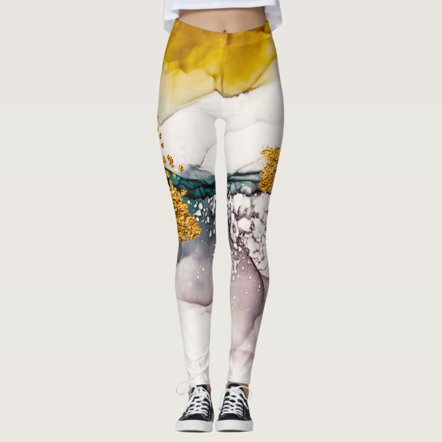 Pastelltenderness: Goldene Wirbel Kunst. Leggings (Vorderseite)