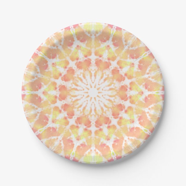 Pastelltiedye Effekt boho stylish gelb orange Pappteller (Vorderseite)