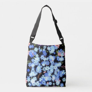 Pastelltöne Blumenmuster Schwarz BG Tragetaschen Mit Langen Trägern