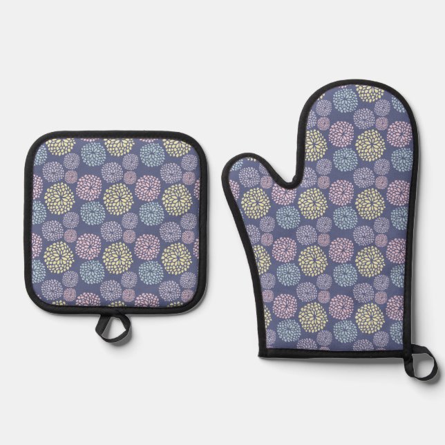 Pastelltöne lila-gelb-rosa ofenhandschuh & Topflappen-Set (Vorderseite)