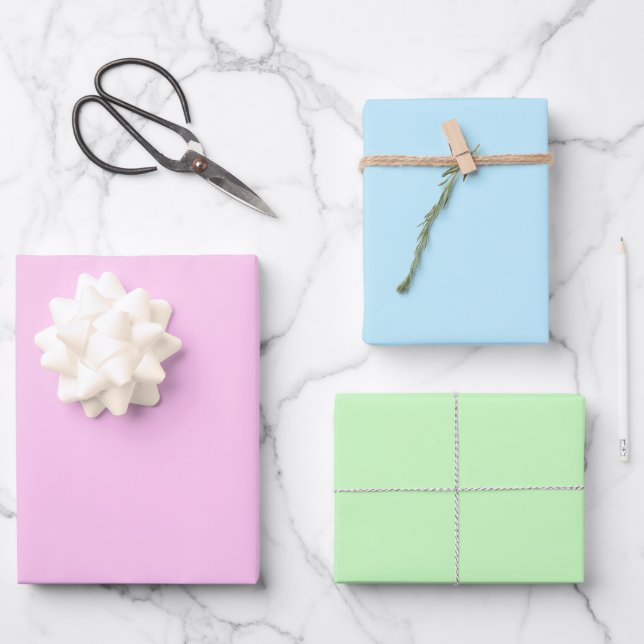Pastelltraum - Rosa, Blau, grünes Umhüllungspapier Geschenkpapier Set (Vorderseite)