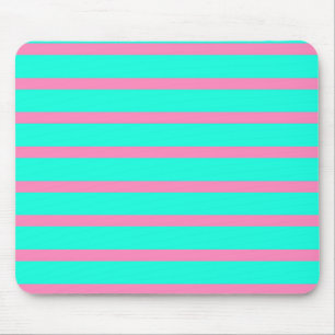 Pastelltürkis, blau-grün und rosa Streifen Mousepad