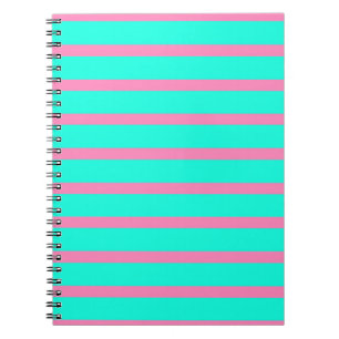Pastelltürkis, blau-grün und rosa Streifen Notizblock