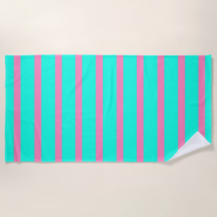 Pastelltürkis, blau-grün und rosa Streifen Strandtuch