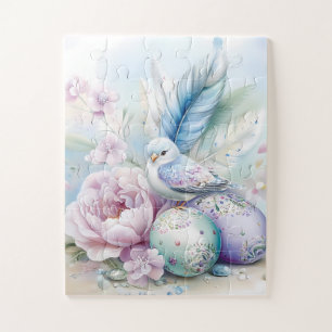 Pastellvogel, Pfingstrose und Ostereier