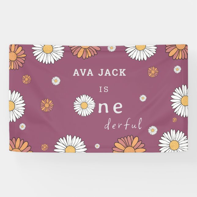 Pastellweiße und rosa orangefarbene Blume Banner (Horizontal)