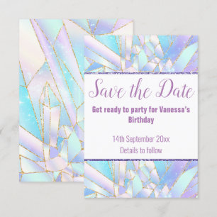 PASTELLWEIßES CRYSTAL SAVE-THE-DATE-RSVP-KÄRTCHEN RSVP KARTE