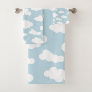 Pastellwolken Ästhetisches Baby Blau und Weiß Badhandtuch Set