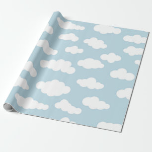 Pastellwolken Ästhetisches Baby Blau und Weiß   Geschenkpapier