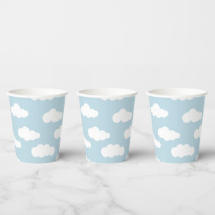 Pastellwolken Ästhetisches Baby Blau und Weiß Pappbecher