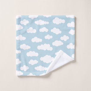 Pastellwolken Ästhetisches Baby Blau und Weiß Waschlappen