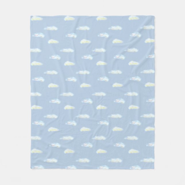 Pastellwolken auf Hellblau Fleecedecke (Vorderseite)