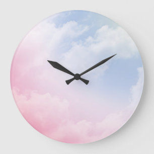 Pastellwolken: Serene Hintergrundmuster Große Wanduhr