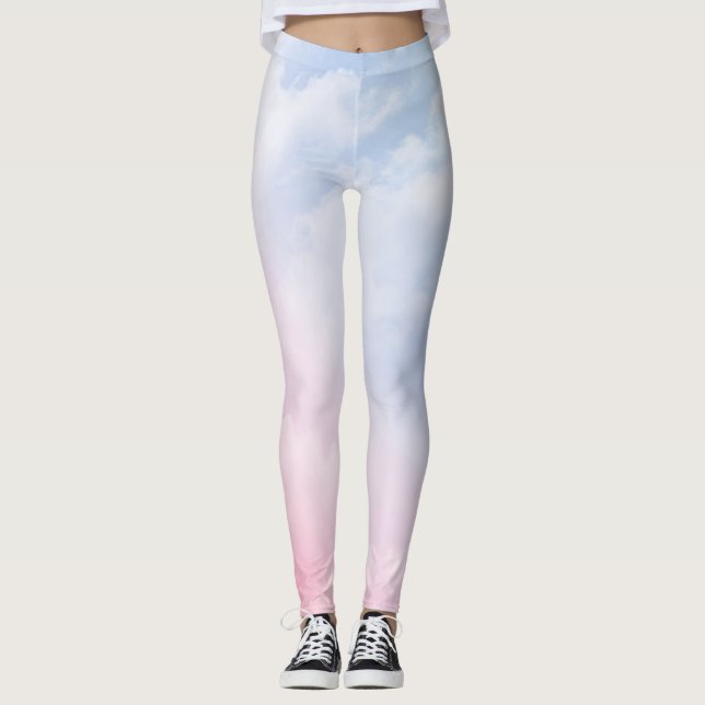 Pastellwolken: Serene Hintergrundmuster Leggings (Vorderseite)