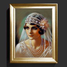 Pastellzeichnung Braut 1920er Jahre