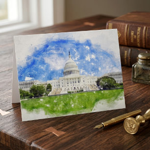 Pastellzeichnung des United States Capitol Dankeskarte