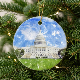 Pastellzeichnung des United States Capitol Keramik Ornament