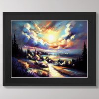 Pastellzeichnung Farbige nächtliche Landschaft