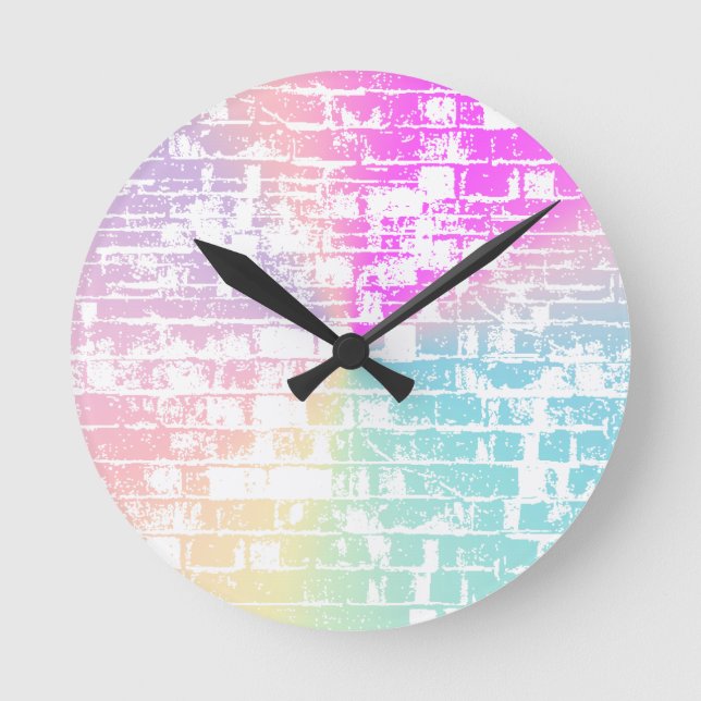 Pastellziegelsteine Runde Wanduhr (Vorderseite)