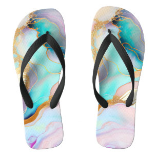 Pastelmarmorfarbe abstrakter Glitzer Kunst Flip Flops