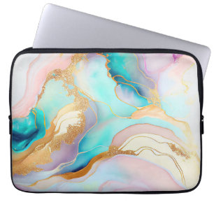 Pastelmarmorfarbe abstrakter Glitzer Kunst Laptopschutzhülle