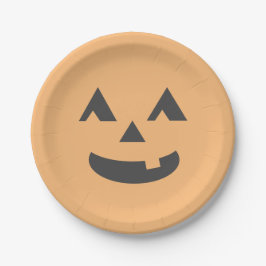 Pastelorange Jack-o-Laterne-Halloween-Party Pappteller