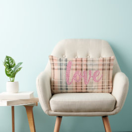 PASTELPINK UND KARIERTES BLAUES PATTER MIT LIEBE LENDENKISSEN