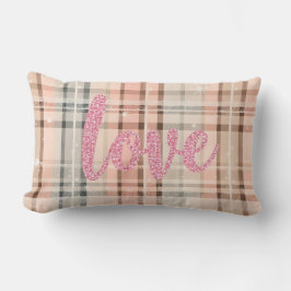 PASTELPINK UND KARIERTES BLAUES PATTER MIT LIEBE LENDENKISSEN