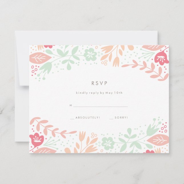 Pastels Floral Grace Wedding Carte RSVP (Devant)