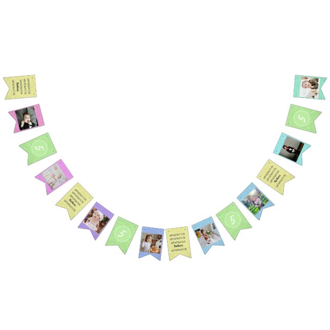 Pastels Happy Birthday to You Any Age 8 Photos Wimpelkette (Alle)