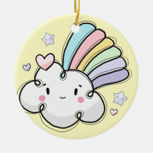 Pastels Rainbow Baby Stars & Hearts Personal Keramik Ornament
