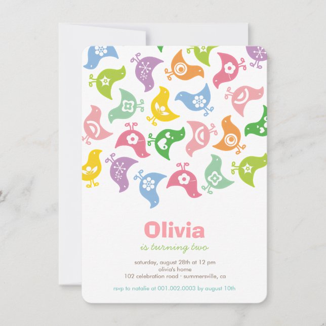 Pastels Retro Chicks Girl Einladung (Vorderseite)