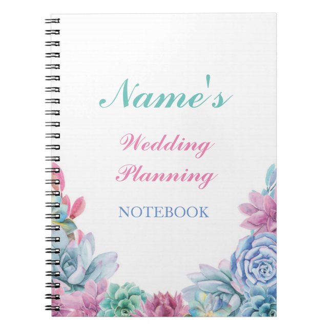 Pastels Succulents Notebook Wedding Planning Notes Notizblock (Vorderseite)