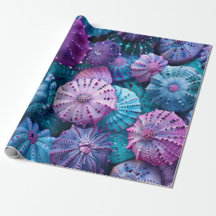Pastelsee Urchins Aquamarin und Lila Geschenkpapier