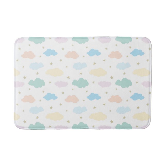 Pastelstars und Wolken Badematte (Vorderseite)