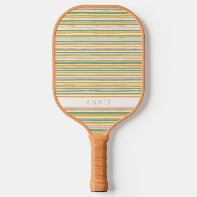 Pastelstreifen Kariertes Personalisiertes Pickleba Pickleball Schläger (Vorderseite)