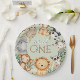PastelTropical Wild One Jungle Safari Tiere Pappteller