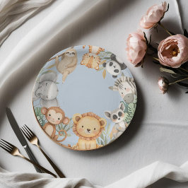 PastelTropical Wild One Jungle Safari Tiere Pappteller