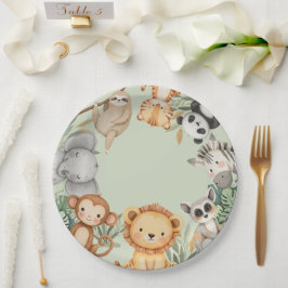 PastelTropical Wild One Jungle Safari Tiere Pappteller