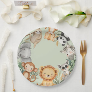 PastelTropical Wild One Jungle Safari Tiere Pappteller