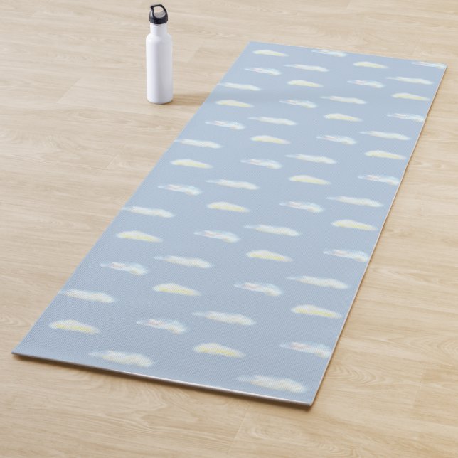 Pastelwolken auf hellblauen yogamatte (Beispiel)