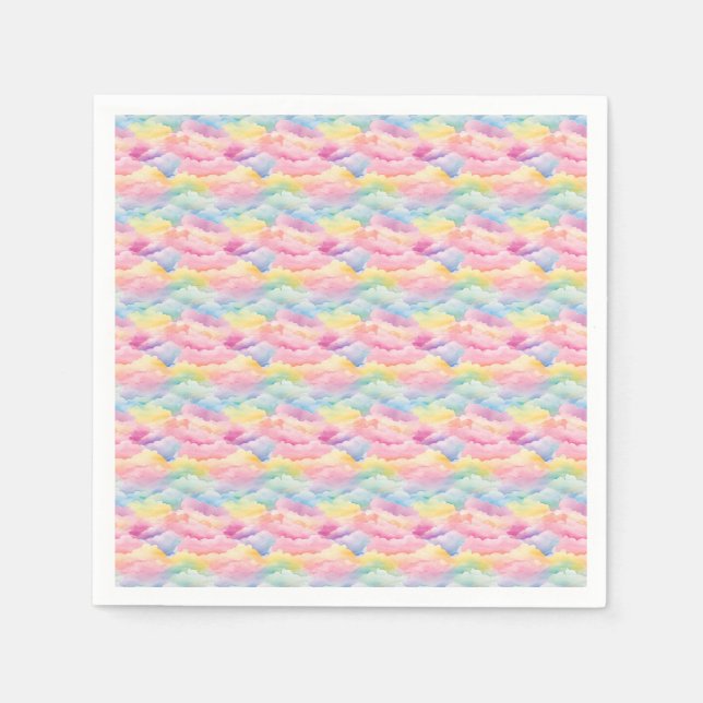 Pastelwolken in Wasserfarben Serviette (Vorderseite)