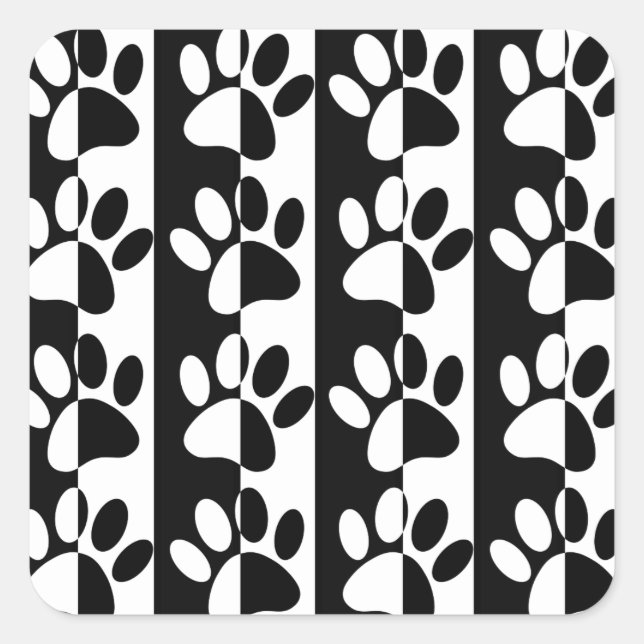 Pasten und Streifen für Hunde, schwarz und weiß Quadratischer Aufkleber (Vorderseite)