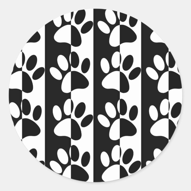 Pasten und Streifen für Hunde, schwarz und weiß Runder Aufkleber (Vorderseite)