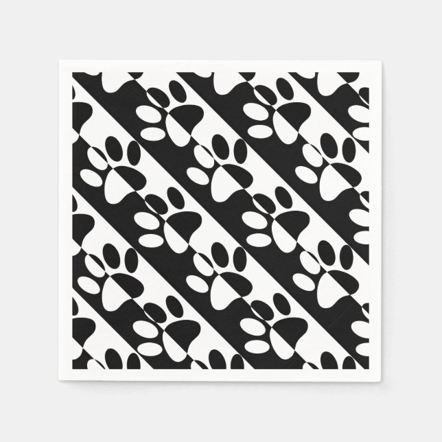 Pasten und Streifen für Hunde, schwarz und weiß Serviette (Vorderseite)