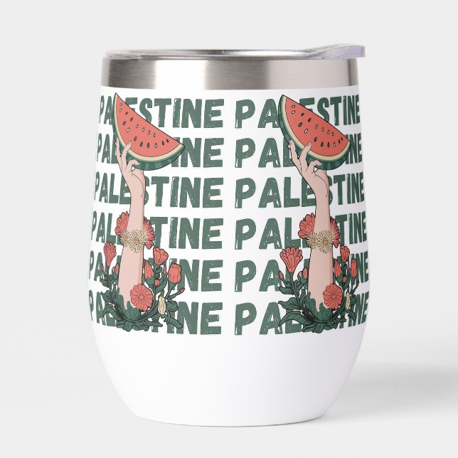 pastèque, fleurs et palestine Texte Répéter (Gauche)